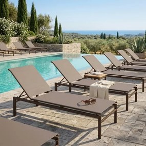 Lettino Prendisole In Acciaio 60x189x34 Cm Reclinabile Spring Taupe