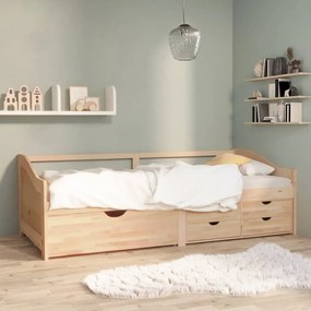 Divano Letto 3 Posti Con Cassetti İn Pino Massello 90x200cm /