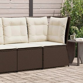 Divano angolare da giardino con cuscini in polyrattan marrone