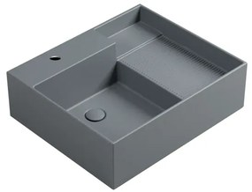 Lavabo da appoggio Nobu COLAVENE rettangolare piletta non inclusa in ceramica L 60 x H 21 x P 50 cm grigio opaco piletta non inclusa