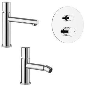 Set miscelatori cromo lavabo bidet e doccia con deviatore a 2 vie Gemini