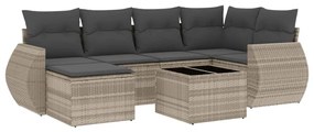 Set divani da giardino 7pz con cuscini grigio chiaro polyrattan