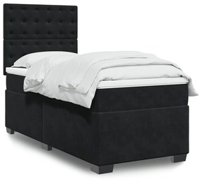 Giroletto A Molle Con Materasso Nero 80x200 Cm İn Velluto /