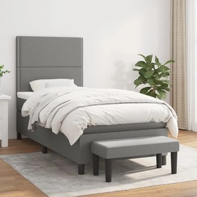 Giroletto A Molle Con Materasso Grigio Scuro 100x200 Cm Tessuto /