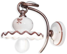 Applique Classica Roma Metallo E Ceramica Nero Sfumato Rame 1 Luce E14