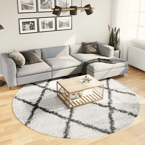 Tappeto Shaggy Pamplona A Pelo Lungo Crema E Nero Ø 240 Cm /