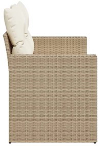 Divano da giardino con cuscini a 2 posti beige in polyrattan