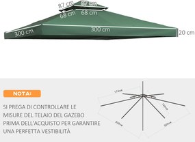 Tetto di Ricambio per Gazebo da Giardino Doppio Tetto 3x3m...