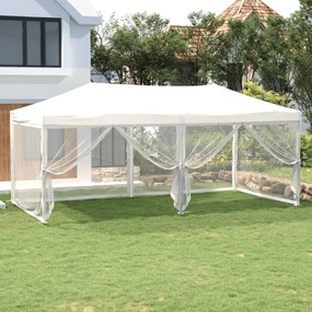 Tenda Per Feste Pieghevole Con Pareti Laterali Bianco 3x6 M /