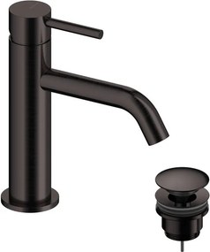 Rubinetto per lavabo a canna bassa getto laminare cristallino Loop grigio spazzolato lucido SANYCCES