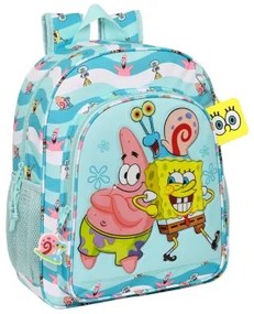 Zaino Scuola Spongebob Stay positive Azzurro Bianco 32 x 38 x 12 cm