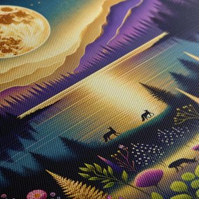 Quadro su tela – Paesaggio romantico con luna piena