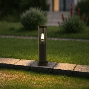 Paletto da Giardino Nero 40cm DarkLight, Acciaio INOX, base E27 Colore Nero