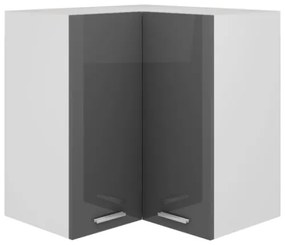 Pensile Angolare Grigio Lucido 57x57x60 cm in Truciolato