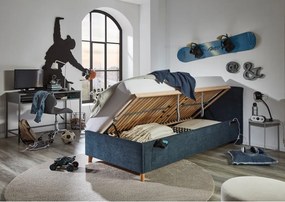 Letto da bambini blu scuro imbottito con contenitore con rete inclusa 120x200 cm Fun – Meise Möbel