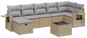 Set divano da giardino 8 pz con cuscini beige misto polyrattan