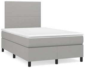 Letto a molle materasso e led grigio chiaro 120x190 cm tessuto