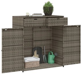 Armadietto portaoggetti giardino grigio 105x55x113cm polyrattan