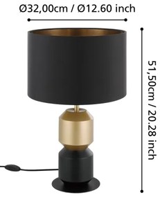 Eglo 390188 - Lampada da tavolo LAURIGNANO 1xE27/40W/230V nero/oro