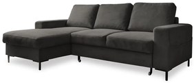 Divano letto in velluto a coste grigio scuro (angolo sinistro) Lofty Lilly - Miuform