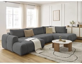 Divano angolare grigio scuro allungabile e con contenitore (penisola a destra/a U) Fuji – Bobochic Paris