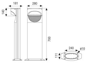 Enco Stelo 1 Luce 75W E27 H. 70Cm