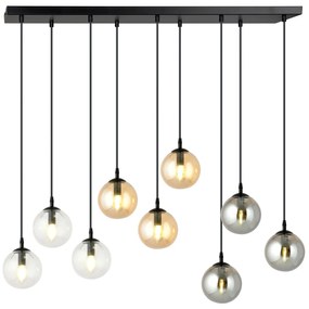 Lampadario a Sospensione in Acciaio e Vetro COSMO 9 Nero 9xE14