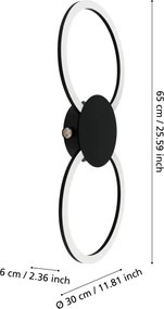 Eglo 902124 - Applique LED VENTICELLO LED/20W/230V + LED/0,91W nero