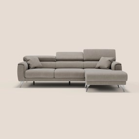Caravaggio Divano angolare con sedute scorrevoli in tessuto morbido impermeabile T02 beige