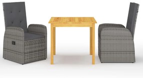 Set Mobili Da Pranzo Per Giardino 3 Pz Grigio /