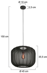 Lampada a sospensione Japandi nera con paralume in tessuto 55 cm - Sable