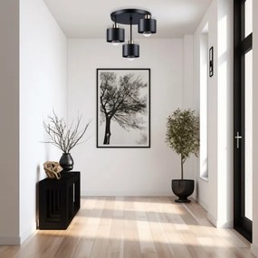 Lampadario a sospensione con supporto rigido 3xE27/35W/230V diametro 30 cm nero/oro