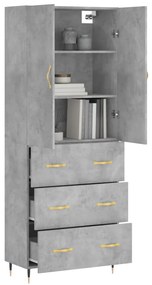 Credenza Grigio Cemento 69,5x34x180 cm in Legno Multistrato