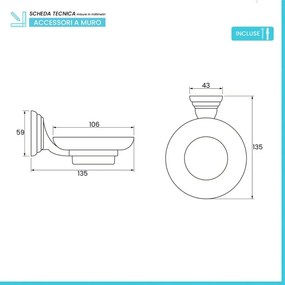 Porta sapone a muro in vetro satinato con supporto cromato Facile