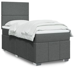 Giroletto A Molle Con Materasso Grigio Scuro 80x200 Cm Tessuto /