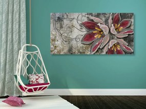 Stampa su tela – Fiori con perle