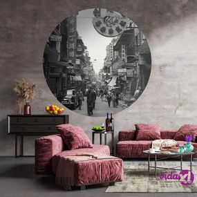 WallArt Carta da Parati Circolare Hong Kong the Old Days 142,5 cm