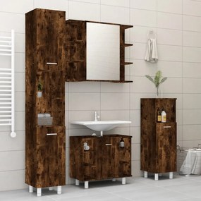 Set Mobili Da Bagno 4 Pz Rovere Fumo İn Legno Multistrato /