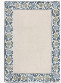 Tappeto in lana a pelo corto fatto a mano Myla Floral Frame