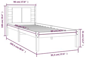 Giroletto Bianco in Legno Massello di Pino 90x200 cm