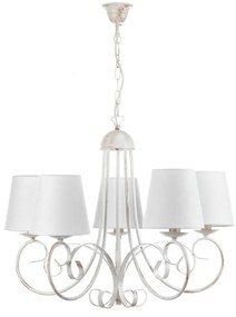Lampadario Country charm Lampadario Country charm Pompe 5x E14 bianco paralume bianco 5x E14