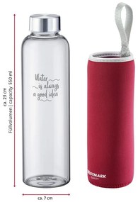 Bottiglia rossa da viaggio in vetro e silicone 550 ml Viva - Westmark