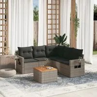 Set Divano da Giardino 6 pz con Cuscini Grigio in Polyrattancod mxl 88323