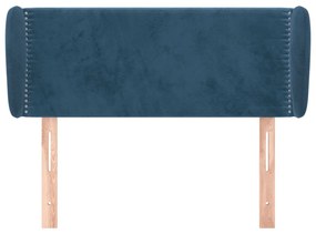 Testiera ad orecchio blu scuro 93x23x78/88 cm in velluto