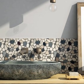 Mosaico in pietra Pietrarreda ciottolo grigio e beige L 30 x L 30cm x Sp. 8 mm, 11 pezzi