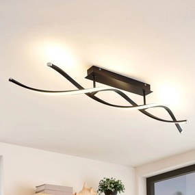 Plafoniera a LED Welina Lindby, dimmerabile, Nero, Soggiorno / Sala da pranzo, Metallo, Moderno, Plafoniera LED