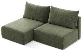 Divano angolare verde allungabile/con contenitore (con penisola a sinistra) Kalena – Makamii