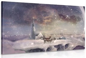 Stampa su tela – Cervo nel villaggio innevato