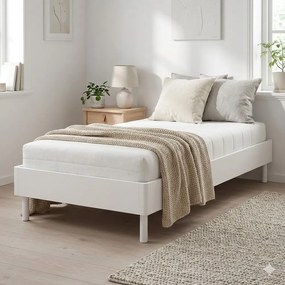 Letto singolo bianco in faggio massiccio senza testiera con rete inclusa 90x200 cm Forrest – Vipack