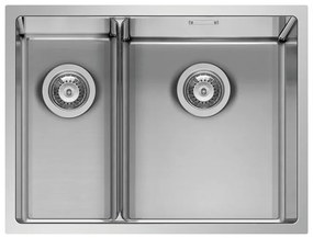 Lavello sottotop 2 vasche PYRAMIS Low Divide inox L 44 x L 58 cm argento